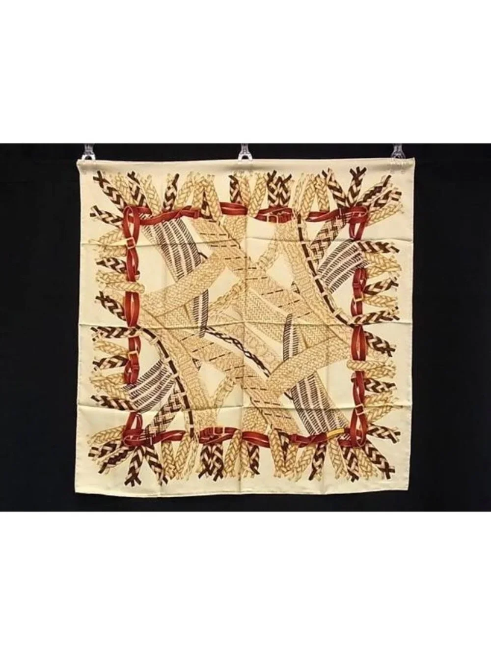 Gucci Silk 100% All Over Print Large Scarf Shawl Ivory